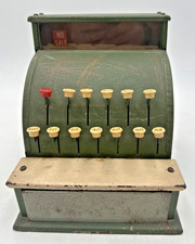 Vntg Tom Thumb Toy Cash Register Green Metal 1950 Western Stamping Co USA Works