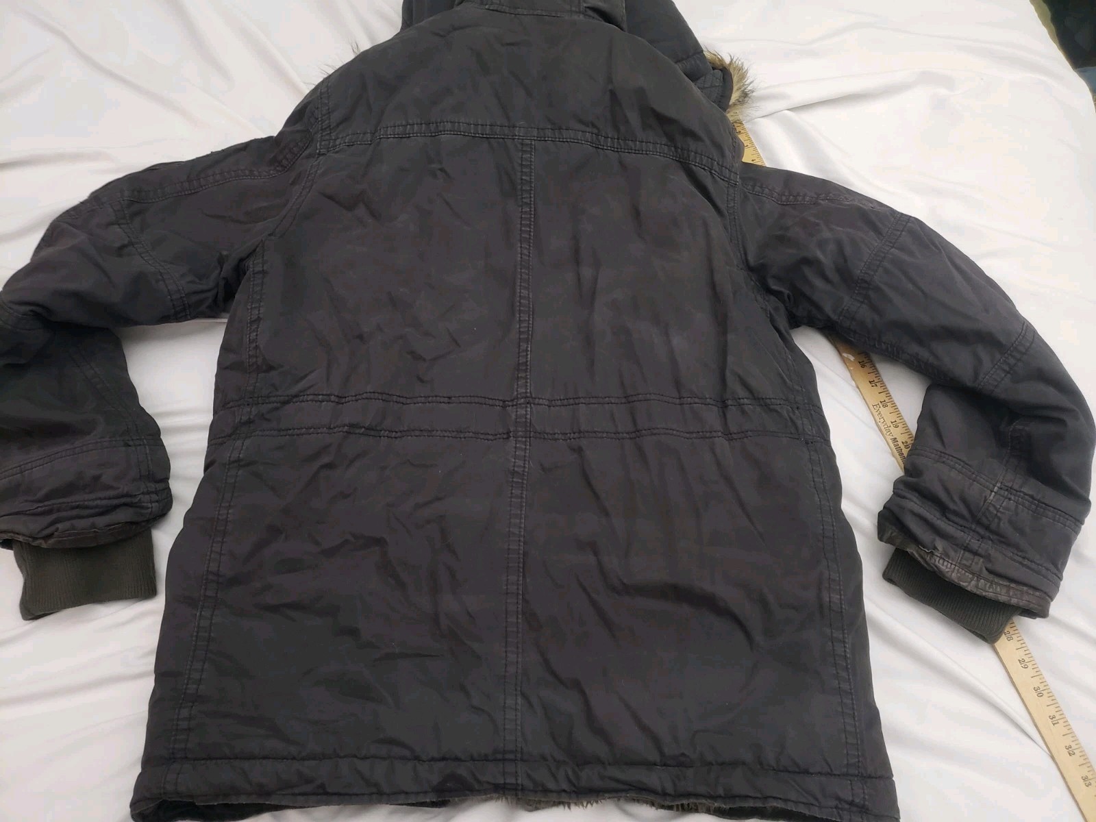 ABERCROMBIE & FITCH Jacket Navy Mt. Washington Parka Medium Fur Oversized Hood image 10