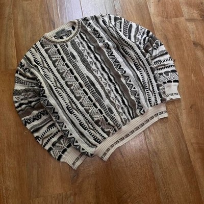 Coogi Original Style Uomo White Knit Sweater Size L Boxy Cropped