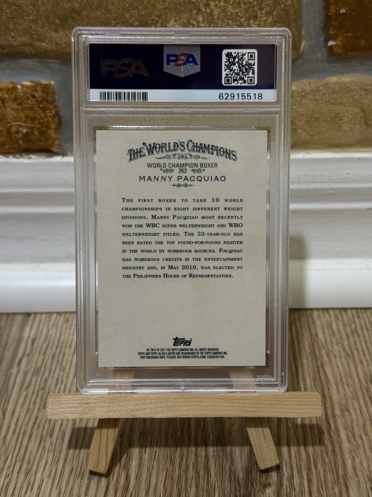 MANNY PACQUIAO 2011 TOPPS ALLEN & GINTER ROOKIE RC BOXING CARD #262 PSA 9 MINT view 2