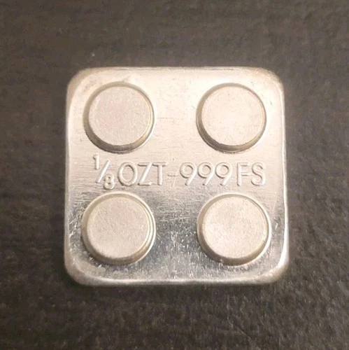 1/8 oz .999 Silver Building Block Lego Bar, 2 x 2 Block, Stackable, Monarch