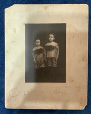 c. Early 1900's Black White Cabinet Card Photo 2 Young Girls
