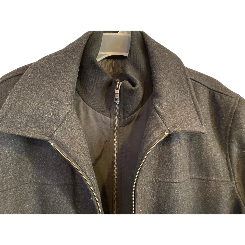 Abrigo de Lana Roundtree & York Para Hombre 2XL Alto Gris Doble Cremallera Chaqueta Completamente Forrada Foto 4 de 4