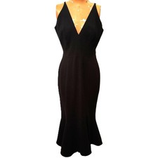 Dress The Population Midi Dress Black Jessica Rabbit Bodycon 6 - 8 Medium LBD