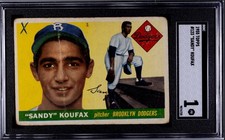 1955 Topps Sandy Koufax Rookie Card RC #123 SGC 1 READ