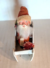 Vintage Belsnickle Santa Putz Mica Sleigh w/ Bottle Brush Tree Germany (H3) — photo 7