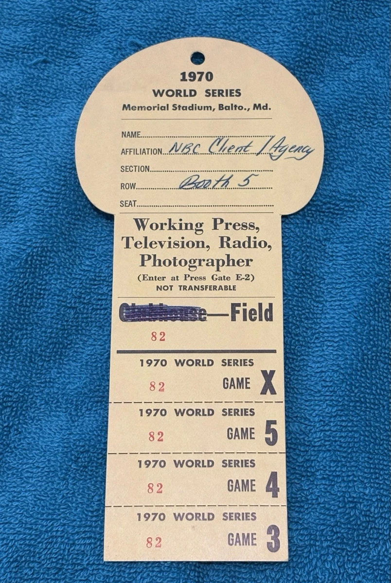 Baltimore Orioles Baseball 1970 Vintage Sports Ticket Stubs for