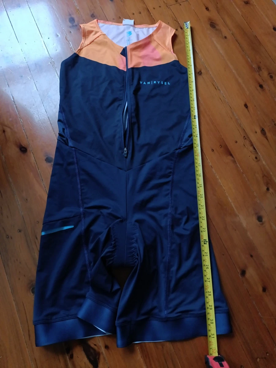 VAN RYSEL Decathlon Womens Bib Shorts Size Medium Cycling Padded Blue Quick Zip