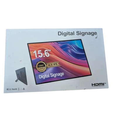 15.6'' Digital Signage Display 1080P IPS HDMI Monitor w/ Wall Mount