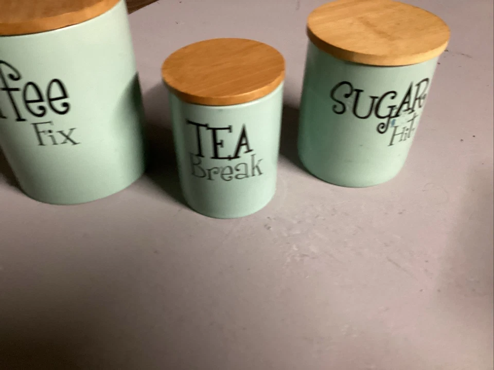 DII Kitchen Retro Collection Ceramic Canister Set Coffee Tea Sugar - Image 3 of 4