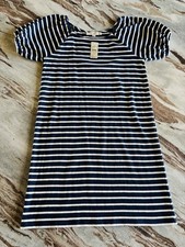LOFT Puff Sleeve Off-the-Shoulder Dress- Blue And White Stripe- XS- NWT