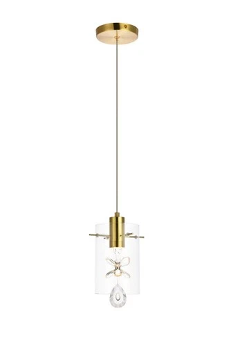 Elegant Lighting 5202D6 Hana 7"W LED Crystal Mini Pendant - Gold - Picture 4 of 7