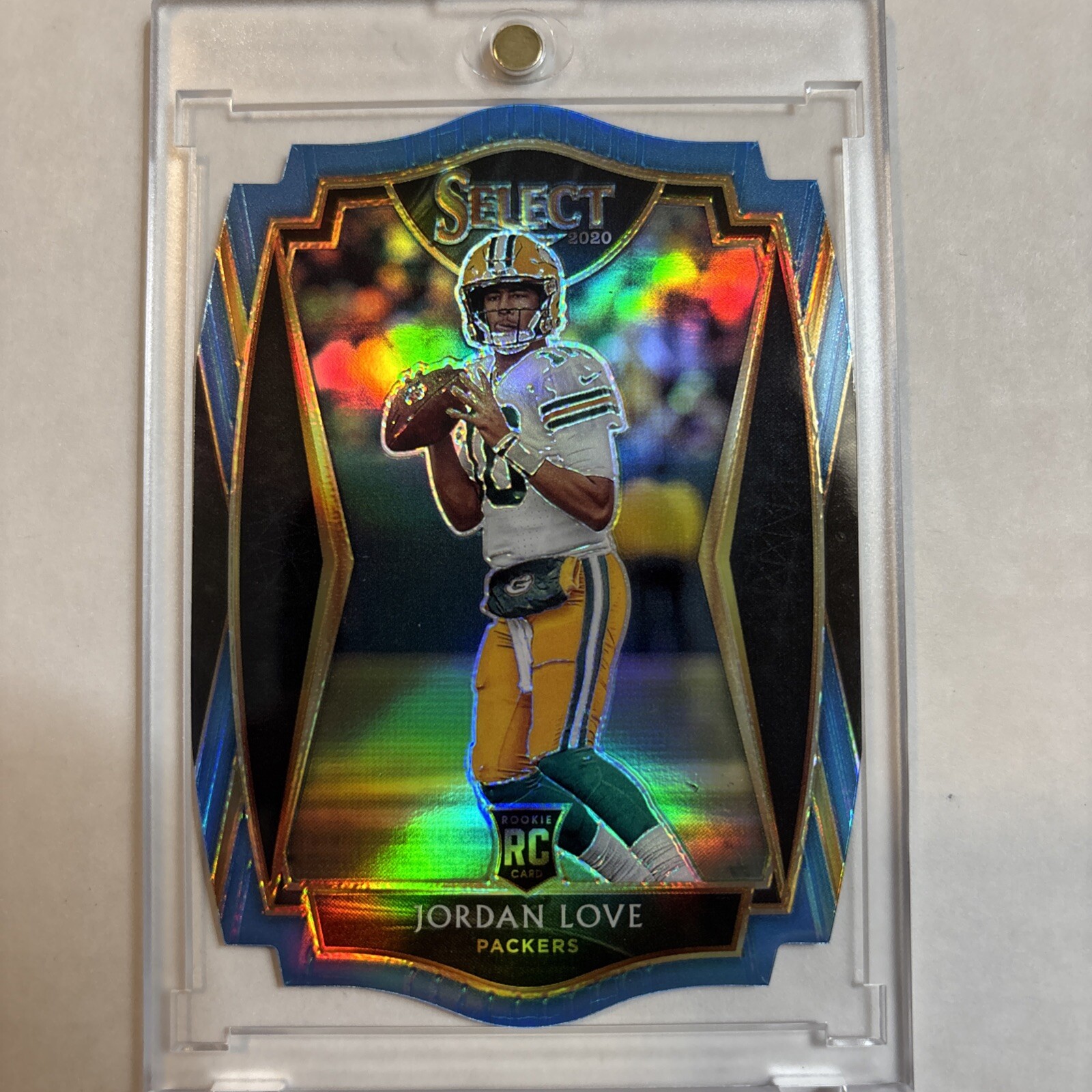 Jordan Love 2020 Select Premier Level Light Blue Die-Cut Prizm Rookie RC #147 SP