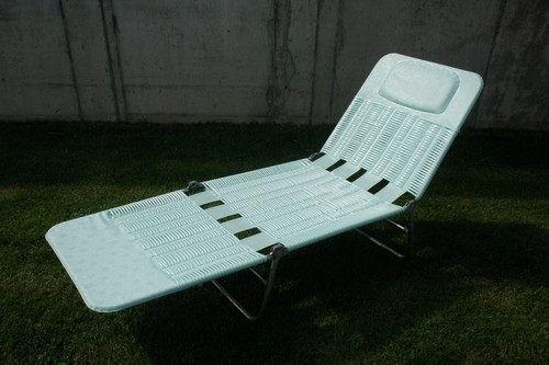 vintage Spaghetti Liege Oldtimer Camping Gartenliege Klappliege türkis mint - Bild 4 von 8