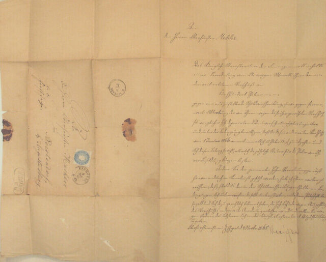 Porstendorf Orig. Handwriting from 1865 postage stamp new Groschen Saxony ZSCHOPAU- Porstendorf Orig. Handwriting from 1865 postage stamp new Groschen Saxony ZSCHOPAU-