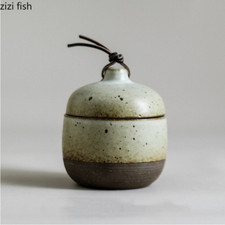 4.3" Chinese tea jar ceramic Jingdezhen handmade coarse pottery jar ornament