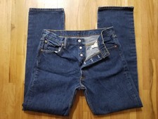 Mens Levi's 501 Straight Leg 36 x 36" Dk Blue Button Fly Denim Jeans Cotton B