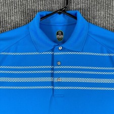PGA Tour Polo Shirt Mens Large Blue Striped Short Sleeve Golf Outdoor Casual