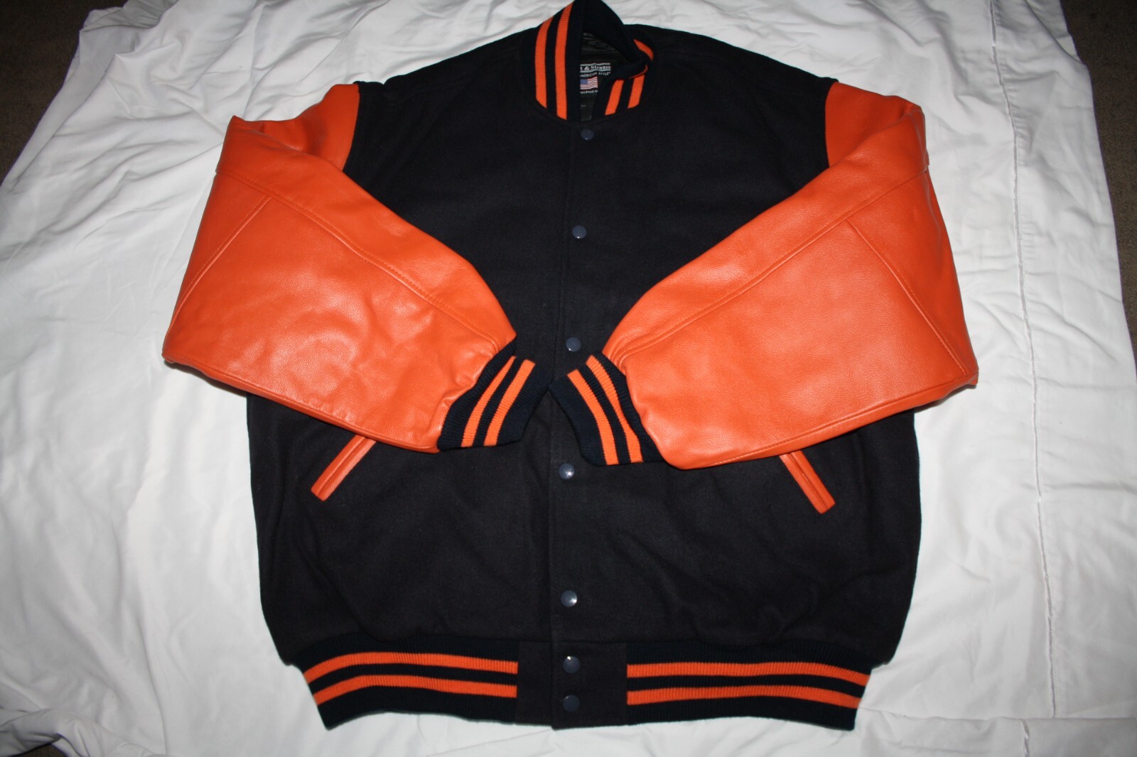 Vintage STEWART STRAUSS Letterman Jacket MENS Wool LEATHER BENGALS ORIOLES 2XL