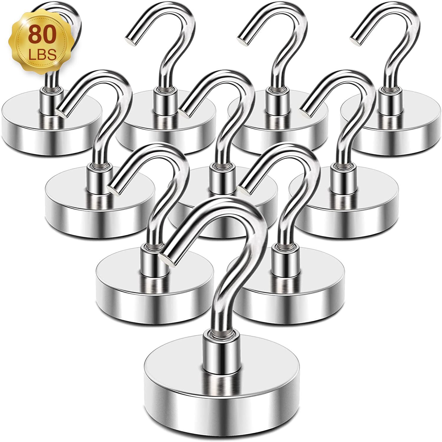 Magnetic Hooks, 80 Lbs Heavy Duty Earth Magnets with Hooks for Cruise Cabin, ...