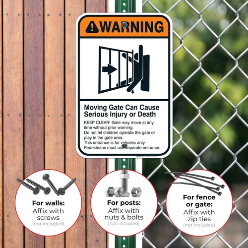 Moving Gate Sign, Moving Gate Can Cause Serious Injury or Death - Picture 29 of 85