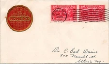 FDC 1927 SC #644 Gold/Red Cachet - Rome, Ny - Pair - J13709