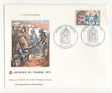 1er JOUR : JOURNÉE DU TIMBRE 1971 - VERDUN 27-03-1971 -  TP N° 1671 - MILITARIA