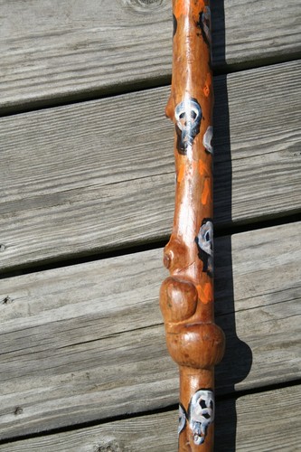 VTG SKULL CANE MEMENTO MORI STAG HANDLE WALKING STICK JR CHARLIE FAST PAINT JOB - Picture 3 of 18
