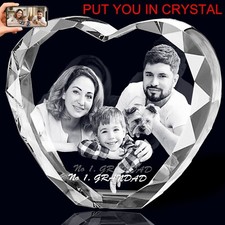 LASER PHOTO ENGRAVED PERSONALIZED 3D CRYSTAL GIFT KIDS FAMILY PETS DOG MEMORIAL