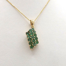 14k Gold Natural Emerald Pendant Necklace New 18in May Birthstone