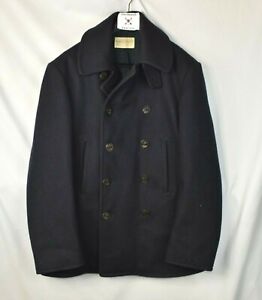 NWOT New RRL Ralph Lauren Naval Overcoat Navy Wool Pea Coat Jacket Men's XL  | eBay