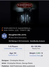 Rubio Games Cardgame Welcome to Slaughterville Used Complete With Extras KS Ed.