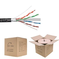 CAT6 Outdoor Cable FTP 23AWG Ethernet Solid Wire UV Rated Direct Burial 1000FT