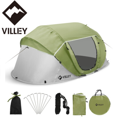 VILLEY Pop Up Tent for 2 Persons Automatic Setup Camping Beach Tent Waterproof