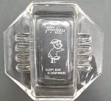 VTG TraveLodge Highway Hotels Vintage Glass Ashtray Sleepy Bear Is Everywhere 
