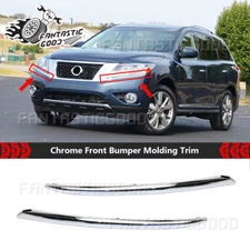 Bumper Trim For Nissan Pathfinder 2013-2016 Front Left+Right Pair Molding Chrome