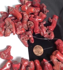 1/2 lbs pre drilled rustic old looking red sea coral nuggets /(T720b-w8)