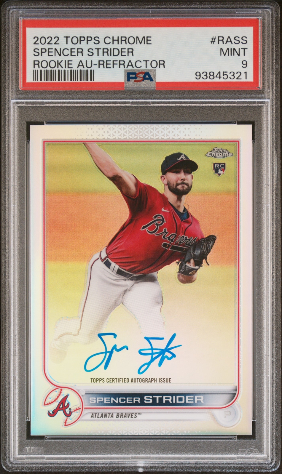 Spencer Strider 2022 Topps Chrome #RA-SS Rookie Auto - Refractor 