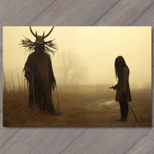 Art Print Evil Devil Vulnerable Girl Weird Vibe Field Strange Unusual Creepy