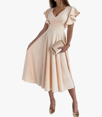 woman s midi cocktail dress, flare bottom size large
