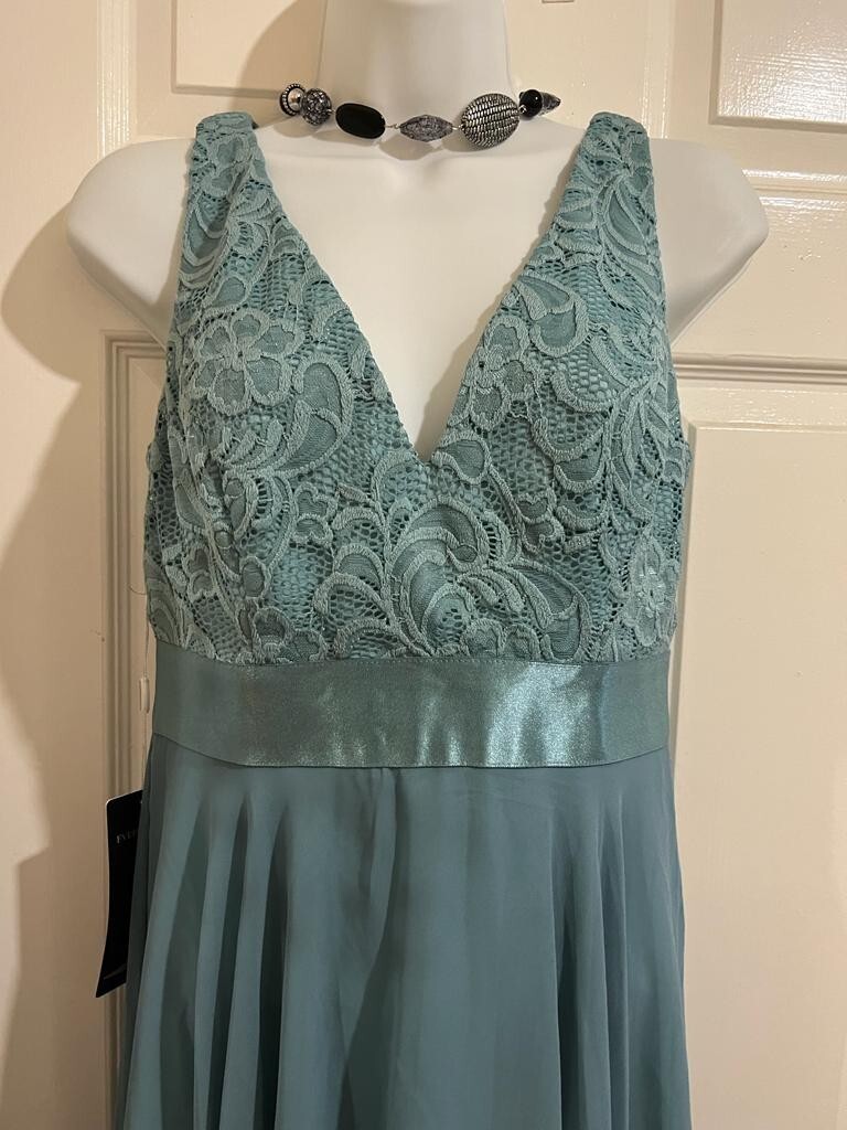 Ladies Ever Pretty Chiffon HiLow Duck Egg Dress Size 10 BNWT eBay