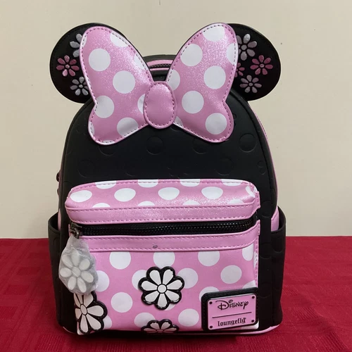 LOUNGEFLY DISNEY MINNIE MOUSE FLORAL EARS MINI BACKPACK NWT!!!!