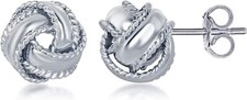925 Solid Sterling Silver 10MM Love Knot Stud Earrings For Women and Girls