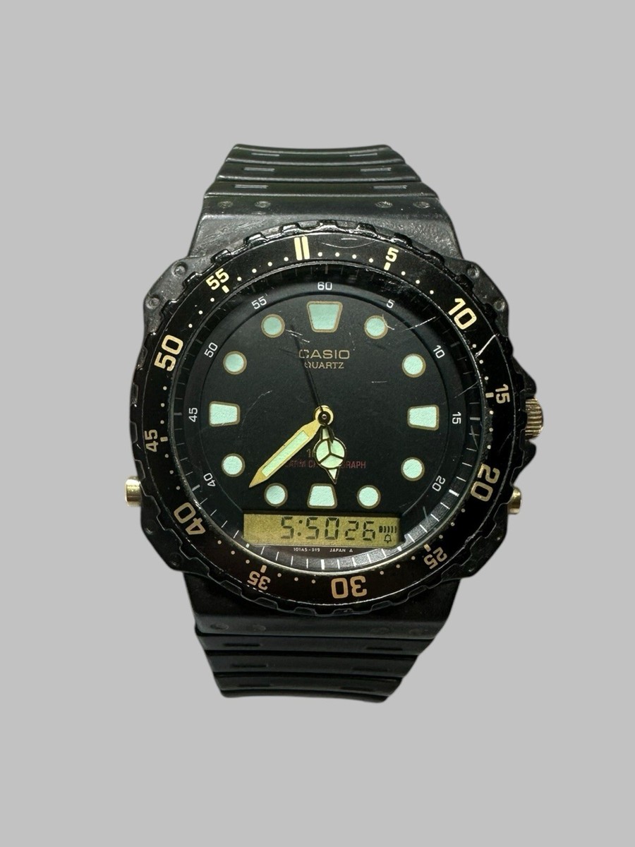 1987 Casio 740 AQ-100W Quartz Alarm Chronograph 43mm Wrist