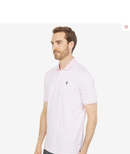 Polo Ralph Lauren Classic Fit Soft Cotton Polo Shirt Pink/WhitePink/whit Men's[S - 第 2/4 張圖片