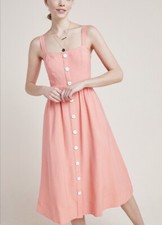 Anthropologie Maeve Rosemary Midi Dress Pockets Peach Size 4 Excellent Condition