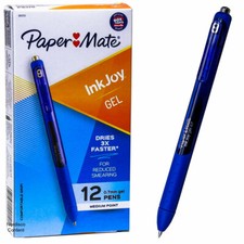 Paper Mate InkJoy Gel 0.7 Pen 1951721, Blue Gel Ink, Box of 12 Pens
