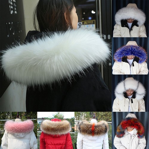 Detachable Coat Fur Collar Faux Raccoon Lady Fur Collar Hooded Jacket Fur Decor