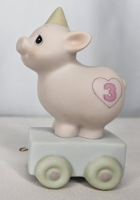 Precious Moments Birthday Train Series Piggy pig #3 Heaven bless day  15954 -'85