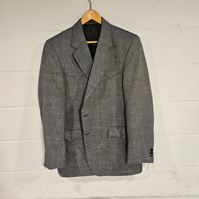 Circle S Mens Plano Donegal Sport Coat Donegal Black Wool Blend Blazer 46L